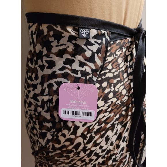 Jule Dancewear - Adult XL Leopard Print Ballet Wrap Skirt Chiffon Cotton Ribbons - Picture 6 of 7